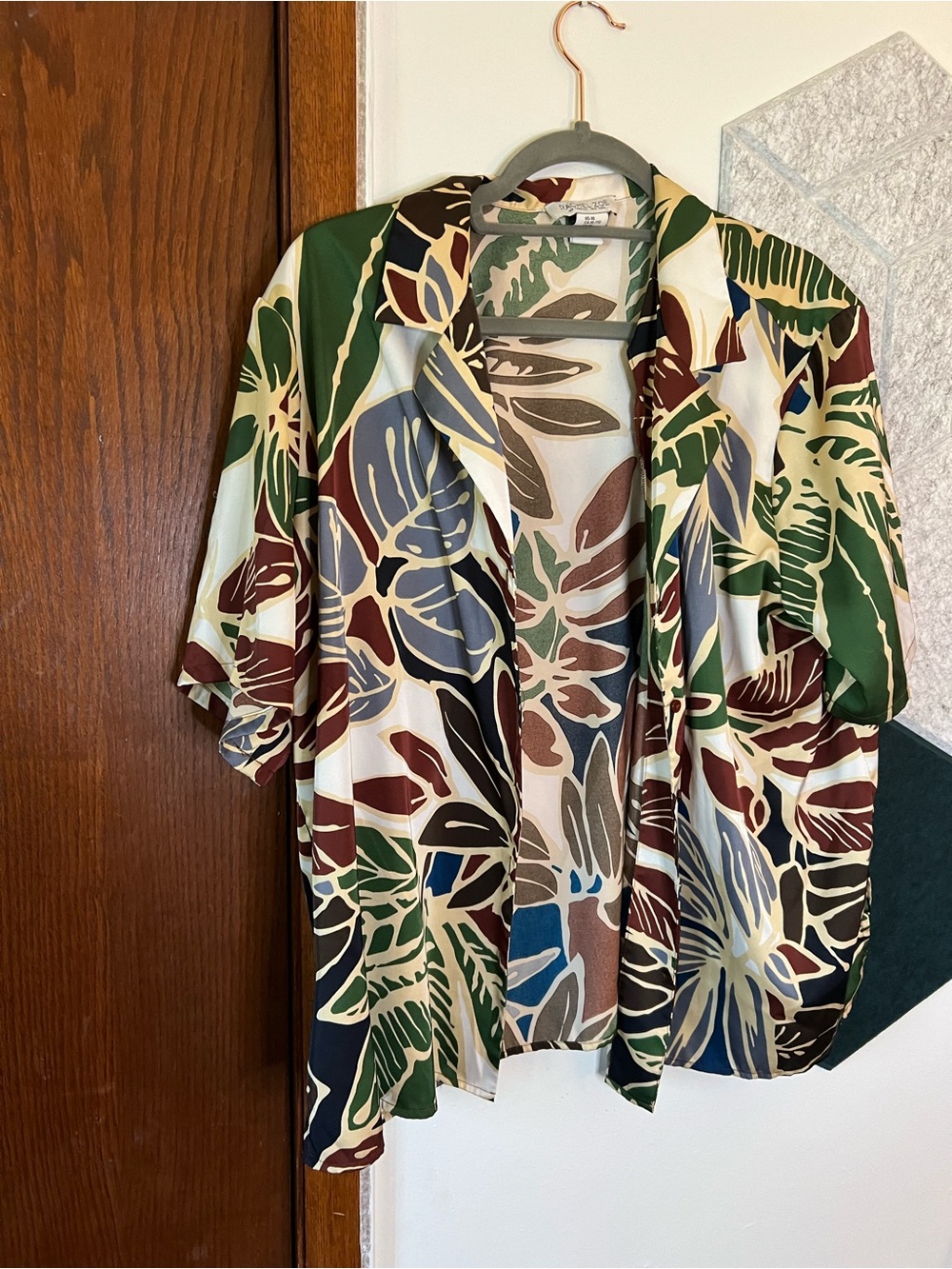Rachel Zoe Multicolor Tropical Leaf Print Button-Down Shirt